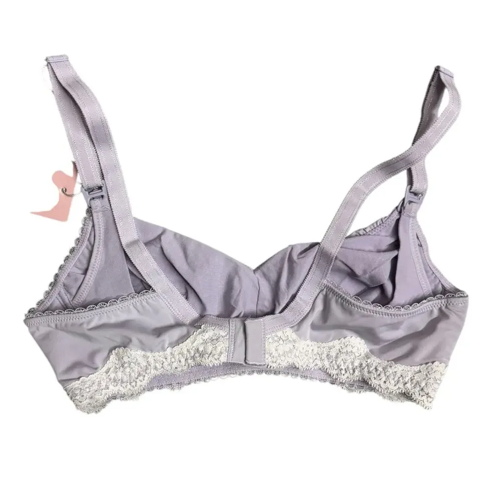 NWT Cake Lingerie Maternity Wireless Nursing Bra Plum Melba Purple Unlined 34B